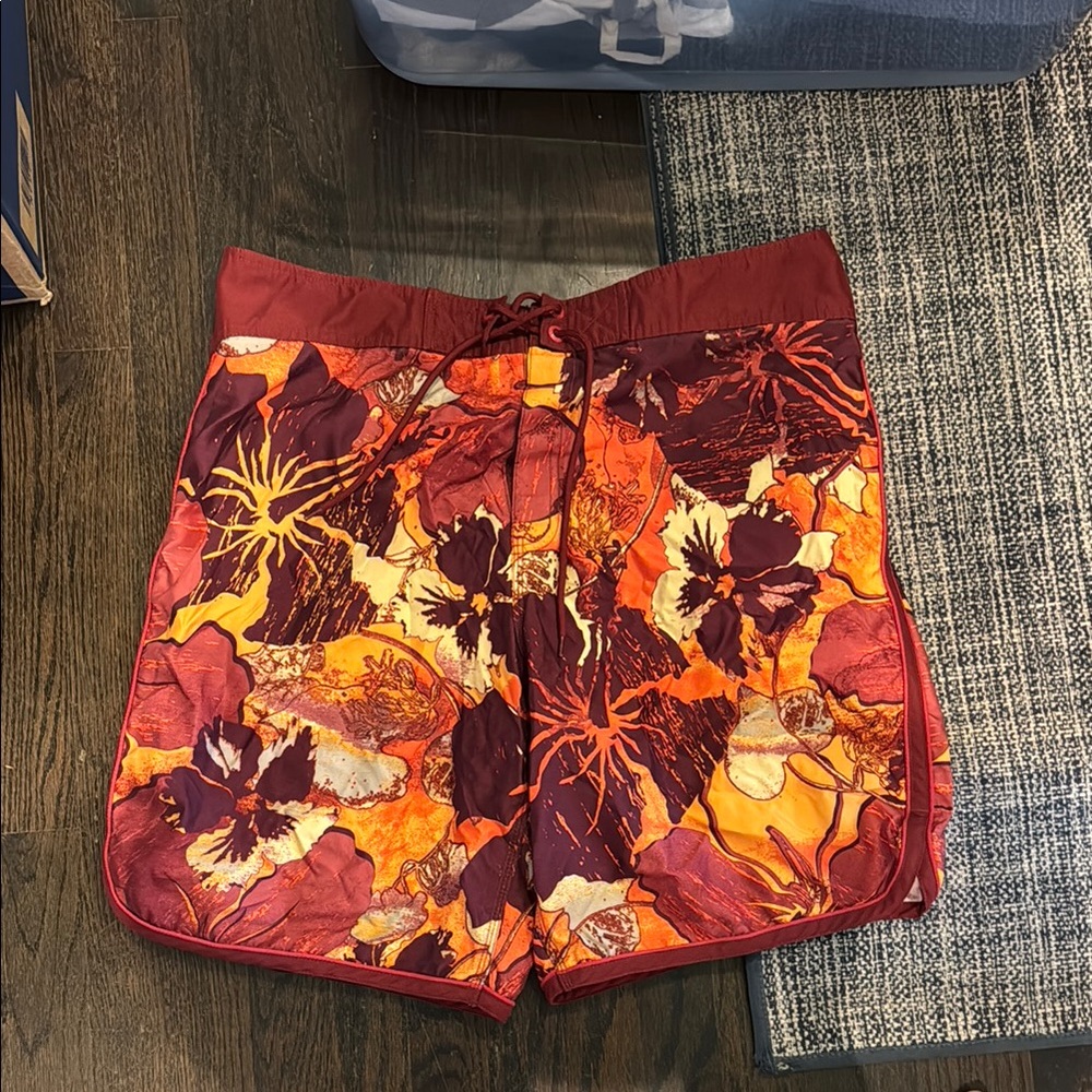 Mossimo Supply Co. Red and White Swim Shorts